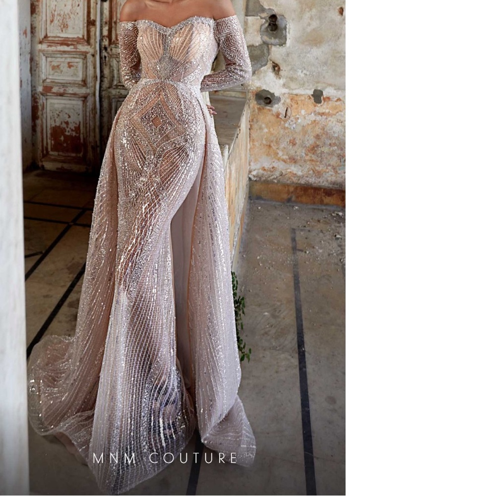 MNM COUTURE dress gown with overskirt style K3950